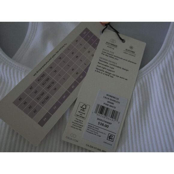 CALIA Women’s Seamless Brami Racerback Sports Bra Tank Top White 2X - Picture 6 of 12